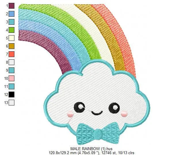 Cloud embroidery design - rainbow embroidery design machine embroidery pattern - baby girl embroidery file - kid embroidery newborn boy Marcia Embroidery