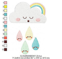 Load image into Gallery viewer, Cloud embroidery design - rainbow embroidery design machine embroidery pattern - baby embroidery file - burp bib toddler instant download
