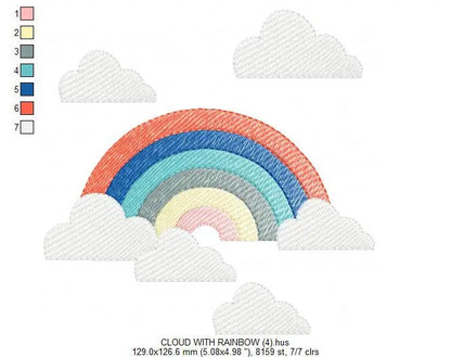 Cloud embroidery design - Rainbow embroidery designs machine embroidery pattern - Baby girl embroidery file - digital download sky rainbow Marcia Embroidery