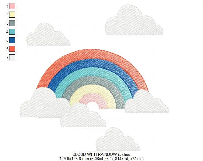 Cloud embroidery design - Rainbow embroidery designs machine embroidery pattern - Baby girl embroidery file - digital download sky rainbow Marcia Embroidery
