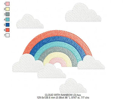 Cloud embroidery design - Rainbow embroidery designs machine embroidery pattern - Baby girl embroidery file - digital download sky rainbow Marcia Embroidery