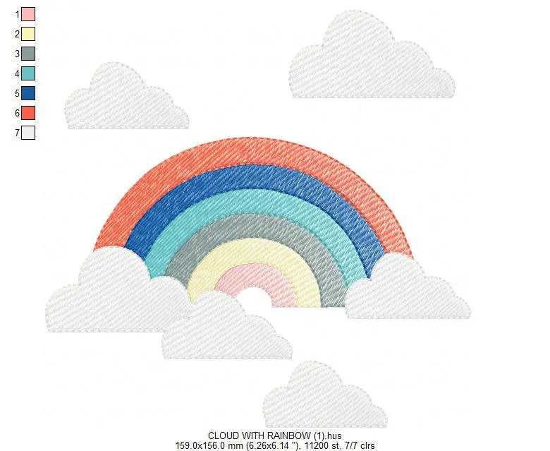 Cloud embroidery design - Rainbow embroidery designs machine embroidery pattern - Baby girl embroidery file - digital download sky rainbow Marcia Embroidery