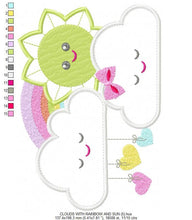 Cargar imagen en el visor de la galería, Cloud embroidery design - Rainbow embroidery design machine embroidery pattern - Baby girl embroidery - sun embroidery sky applique design
