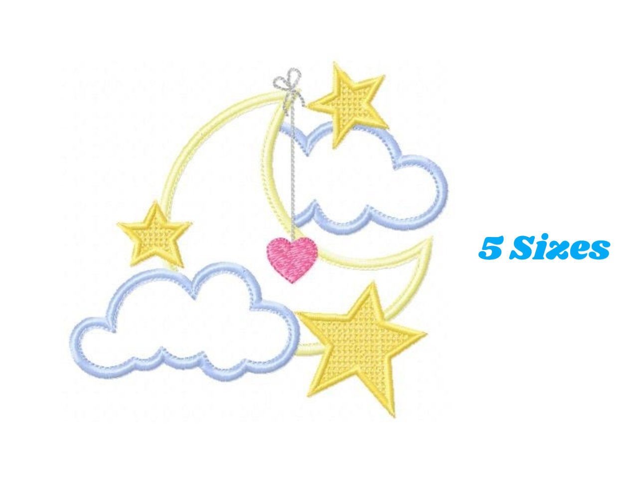 Moon embroidery design - Stars embroidery design machine embroidery pattern - Cloud embroidery file moon applique design - night embroidery