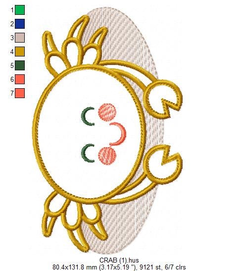 Crab embroidery design - Beach animal embroidery designs machine embroidery pattern - Cancer Crab applique design - instant download pes jef