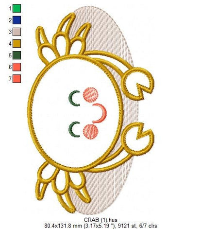 Crab embroidery design - Beach animal embroidery designs machine embroidery pattern - Cancer Crab applique design - instant download pes jef