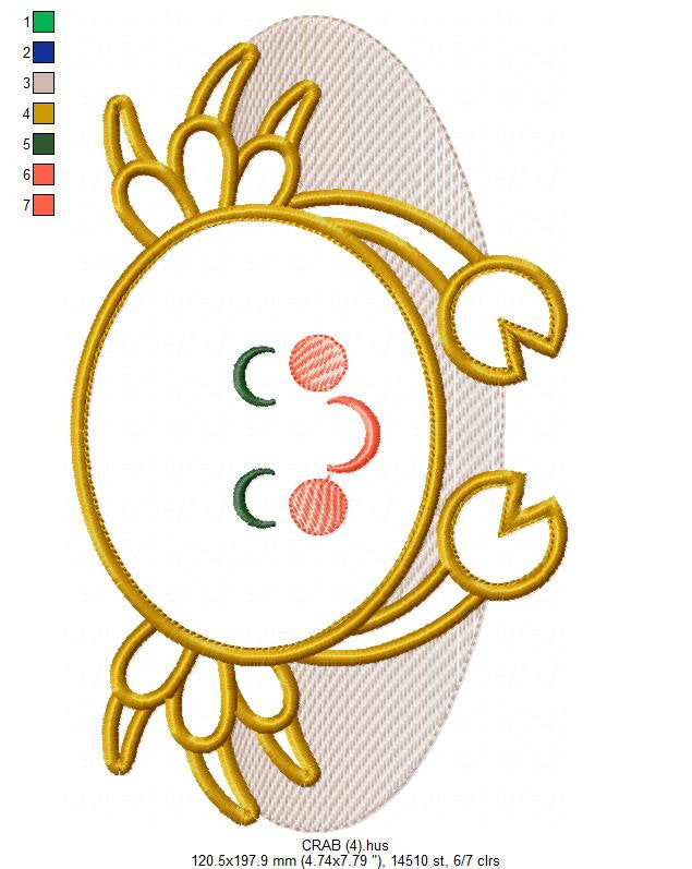 Crab embroidery design - Beach animal embroidery designs machine embroidery pattern - Cancer Crab applique design - instant download pes jef