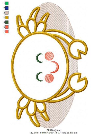 Crab embroidery design - Beach animal embroidery designs machine embroidery pattern - Cancer Crab applique design - instant download pes jef