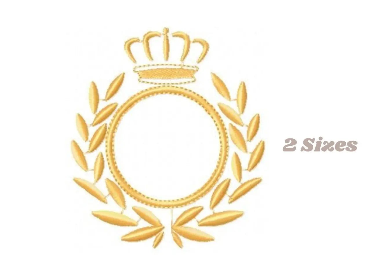 Crown Monogram Circle Frame embroidery designs - Golden Laurel with crown machine embroidery pattern - Instant digital download pes jef dst Marcia Embroidery