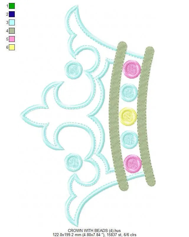 Crown embroidery designs - Princess crown embroidery design machine embroidery pattern - baby girl embroidery file - crown applique design Marcia Embroidery