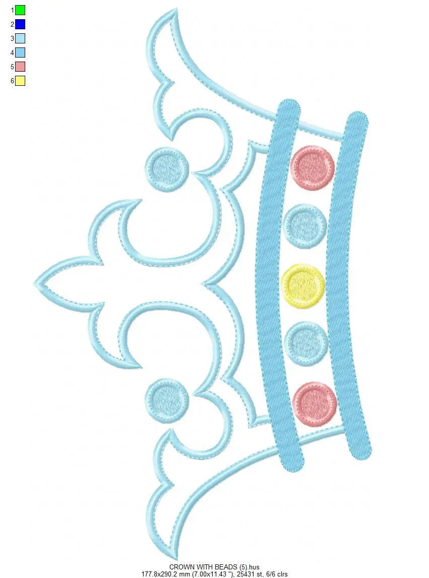 Crown embroidery designs - Princess crown embroidery design machine embroidery pattern - baby girl embroidery file - crown applique design Marcia Embroidery