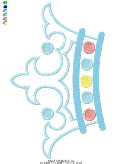 Crown embroidery designs - Princess crown embroidery design machine embroidery pattern - baby girl embroidery file - crown applique design Marcia Embroidery
