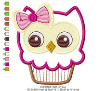 Charger l&#39;image dans la galerie, Owl embroidery designs - Bird embroidery design machine embroidery pattern - instant download owl applique design - girl embroidery cupcake
