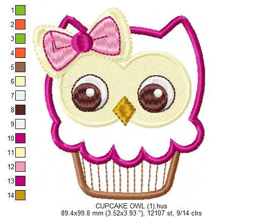 Owl embroidery designs - Bird embroidery design machine embroidery pattern - instant download owl applique design - girl embroidery cupcake Marcia Embroidery
