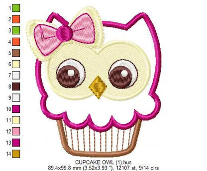 Owl embroidery designs - Bird embroidery design machine embroidery pattern - instant download owl applique design - girl embroidery cupcake Marcia Embroidery