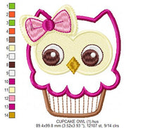 Load image into Gallery viewer, Owl embroidery designs - Bird embroidery design machine embroidery pattern - instant download owl applique design - girl embroidery cupcake
