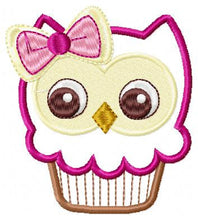 Laden Sie das Bild in den Galerie-Viewer, Owl embroidery designs - Bird embroidery design machine embroidery pattern - instant download owl applique design - girl embroidery cupcake
