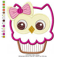 Laden Sie das Bild in den Galerie-Viewer, Owl embroidery designs - Bird embroidery design machine embroidery pattern - instant download owl applique design - girl embroidery cupcake
