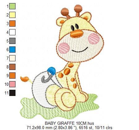 Baby Giraffe embroidery design - Animal embroidery designs machine embroidery pattern - boy embroidery file - girl embroidery toddler diaper