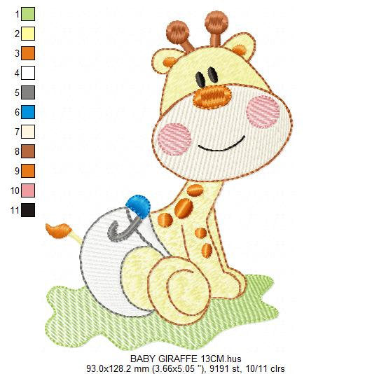Baby Giraffe embroidery design - Animal embroidery designs machine embroidery pattern - boy embroidery file - girl embroidery toddler diaper