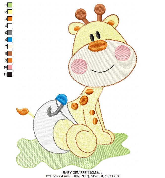Baby Giraffe embroidery design - Animal embroidery designs machine embroidery pattern - boy embroidery file - girl embroidery toddler diaper