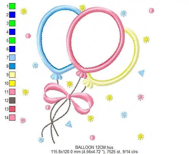 Balloon embroidery design - Balloons embroidery designs machine embroidery pattern - Baby embroidery file - balloon applique design birthday Marcia Embroidery