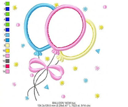 Balloon embroidery design - Balloons embroidery designs machine embroidery pattern - Baby embroidery file - balloon applique design birthday Marcia Embroidery