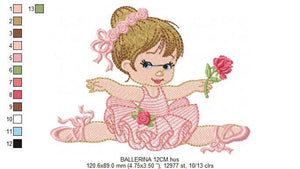 Ballerina embroidery designs - Ballet embroidery design machine embroidery pattern - Baby girl embroidery file digital file instant download