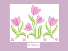 Laden Sie das Bild in den Galerie-Viewer, Flowers embroidery designs - Tulip embroidery design machine embroidery pattern - rose embroidery file - tea towel apron kitchen cloth
