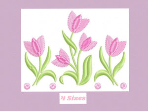 Flowers embroidery designs - Tulip embroidery design machine embroidery pattern - rose embroidery file - tea towel apron kitchen cloth