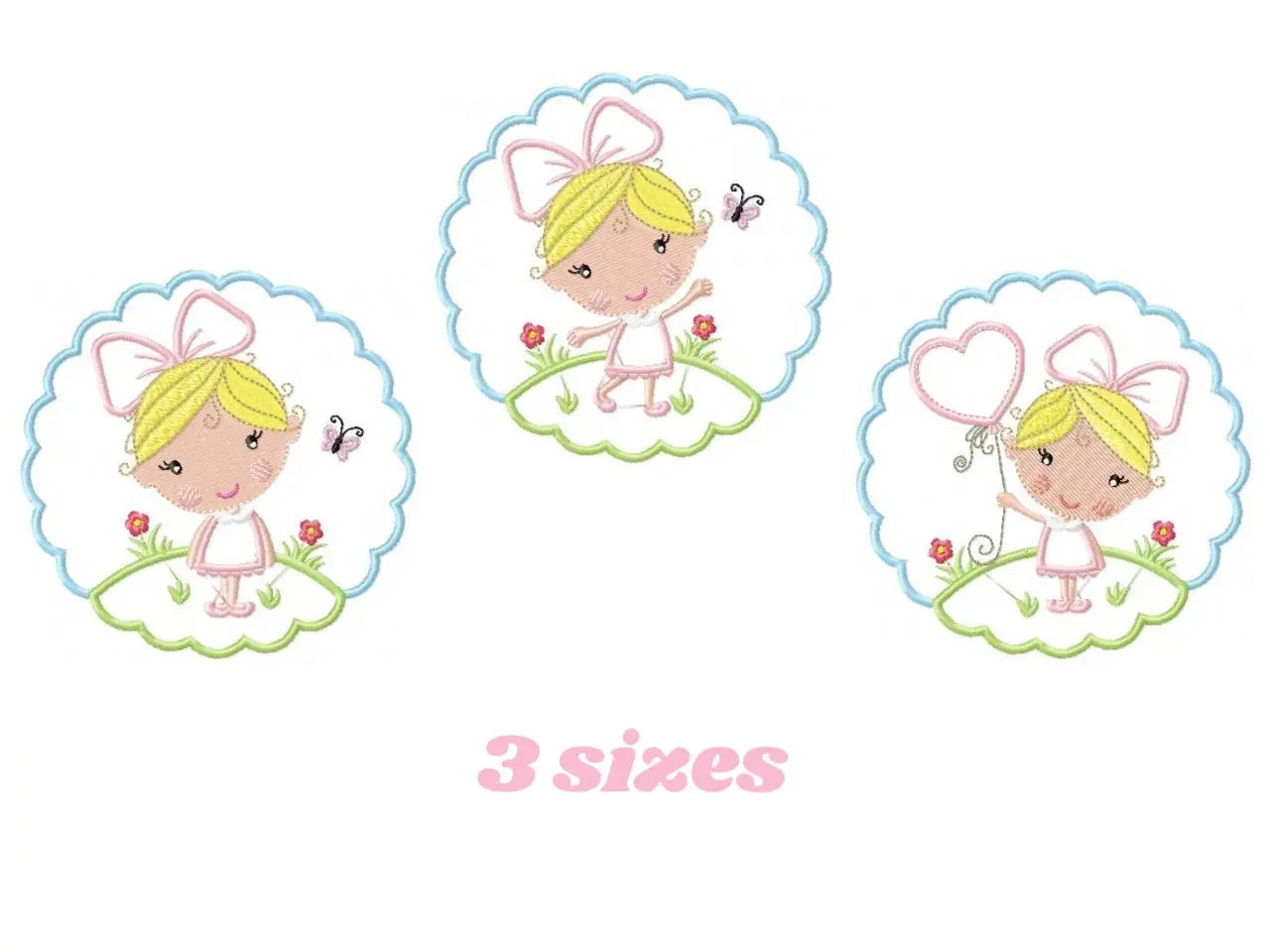 Girl embroidery designs - Fairy embroidery design machine embroidery pattern - girl with flowers embroidery file princess embroidery balloon Marcia Embroidery