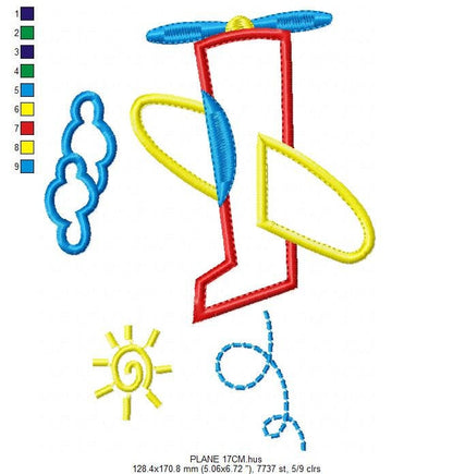 Plane embroidery designs - Airplane applique machine embroidery pattern - Baby Boy Colorful airplane - Instant digital download pes jef dst