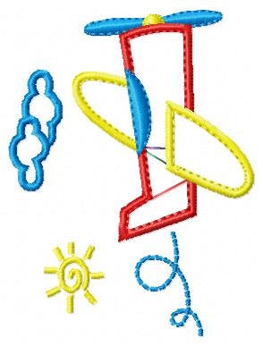 Plane embroidery designs - Airplane applique machine embroidery pattern - Baby Boy Colorful airplane - Instant digital download pes jef dst