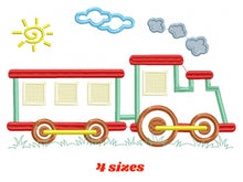 Cargar imagen en el visor de la galería, Train embroidery designs - Vehicle embroidery design machine embroidery pattern - baby boy embroidery file instant download train with wagon
