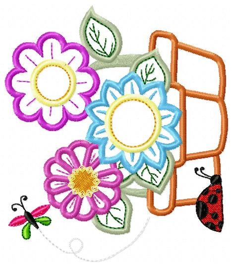 Flower Pots embroidery designs - Floral Vases embroidery design machine embroidery pattern - Garden Ladybug Butterfly - Instant download pes