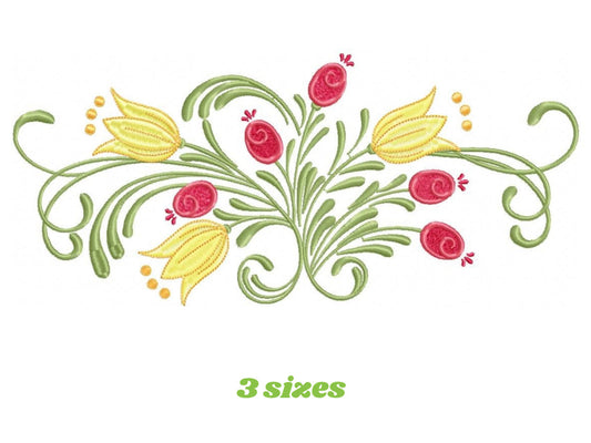 Flowers embroidery designs - Tulips embroidery design machine embroidery pattern - Rose embroidery file - Instant download pes jef dst