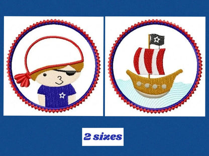 Pirate embroidery designs - Pirate ship embroidery design machine embroidery pattern - pirate applique design - boat embroidery boy applique Marcia Embroidery