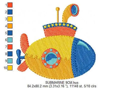 Submarine embroidery design - Baby boy embroidery designs machine embroidery pattern - nautical embroidery file - newborn layette nursery Marcia Embroidery