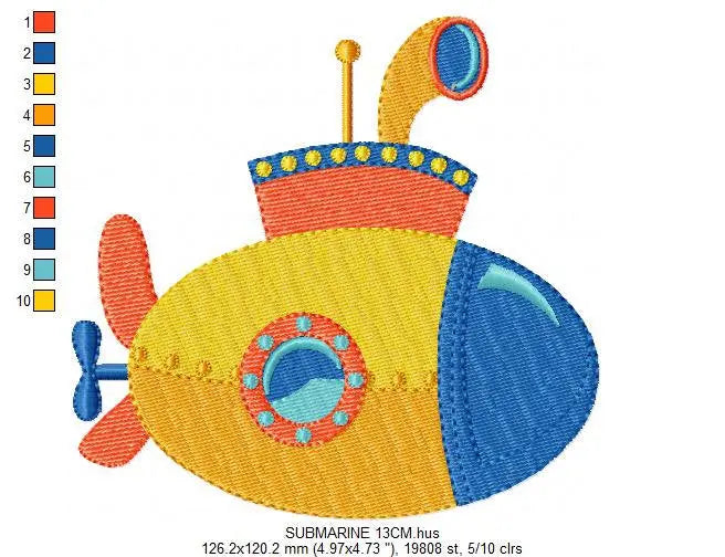 Submarine embroidery design - Baby boy embroidery designs machine embroidery pattern - nautical embroidery file - newborn layette nursery Marcia Embroidery
