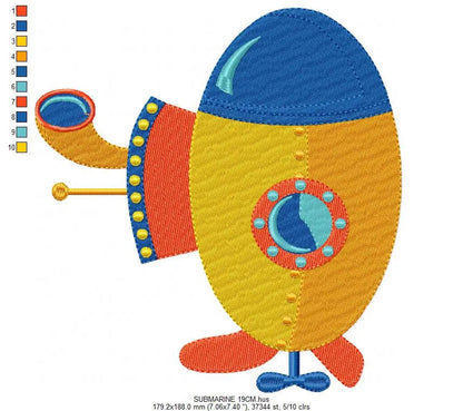 Submarine embroidery design - Baby boy embroidery designs machine embroidery pattern - nautical embroidery file - newborn layette nursery Marcia Embroidery