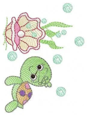 Turtle embroidery design - Ocean pearl and shell embroidery designs machine embroidery pattern - Oyster embroidery - Instant download pes Marcia Embroidery
