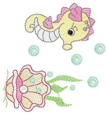 Seahorse embroidery design - Animal embroidery designs machine embroidery pattern - oyster embroidery file - baby embroidery Seahorse design