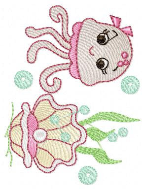 Jellyfish embroidery design - Animal embroidery designs machine embroidery pattern - oyster embroidery file - baby newborn layette octopus