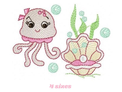Jellyfish embroidery design - Animal embroidery designs machine embroidery pattern - oyster embroidery file - baby newborn layette octopus