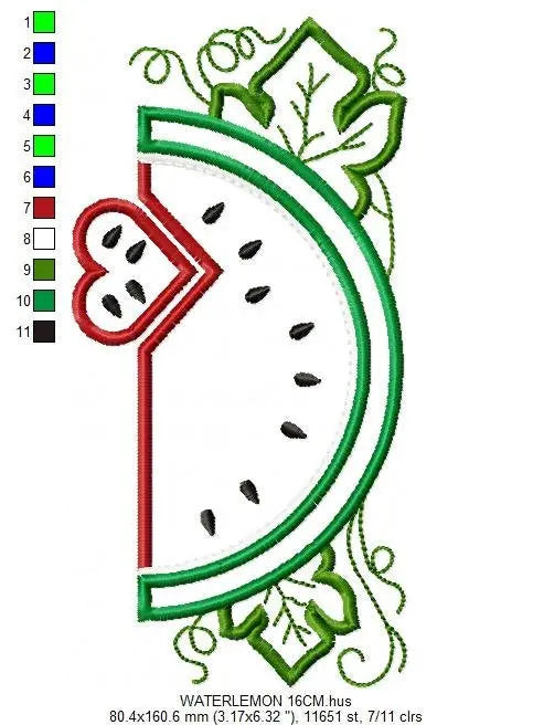 Watermelon embroidery designs - Fruit embroidery design machine embroidery pattern - Watermelon applique design - Kitchen embroidery file Marcia Embroidery