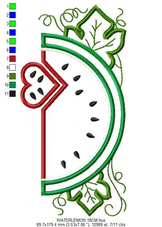 Watermelon embroidery designs - Fruit embroidery design machine embroidery pattern - Watermelon applique design - Kitchen embroidery file Marcia Embroidery