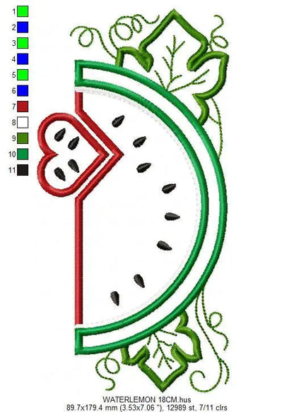 Watermelon embroidery designs - Fruit embroidery design machine embroidery pattern - Watermelon applique design - Kitchen embroidery file Marcia Embroidery