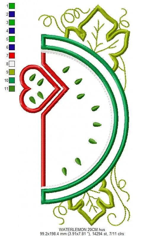 Watermelon embroidery designs - Fruit embroidery design machine embroidery pattern - Watermelon applique design - Kitchen embroidery file Marcia Embroidery