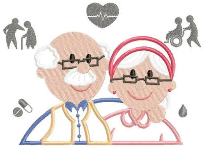 Grandparents embroidery designs - Old Couple embroidery design machine embroidery pattern - grandma embroidery grandpa embroidery download Marcia Embroidery