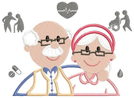 Grandparents embroidery designs - Old Couple embroidery design machine embroidery pattern - grandma embroidery grandpa embroidery download Marcia Embroidery